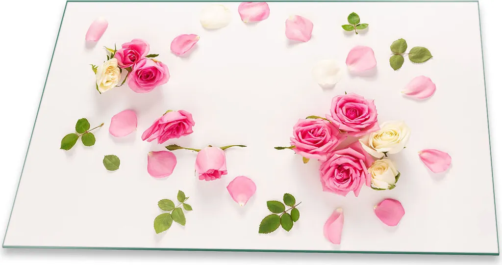 Piastra di copertura per piano cottura in ceramica 1 pezzo 80x52 fiori rosa copertura alzatina in vetro