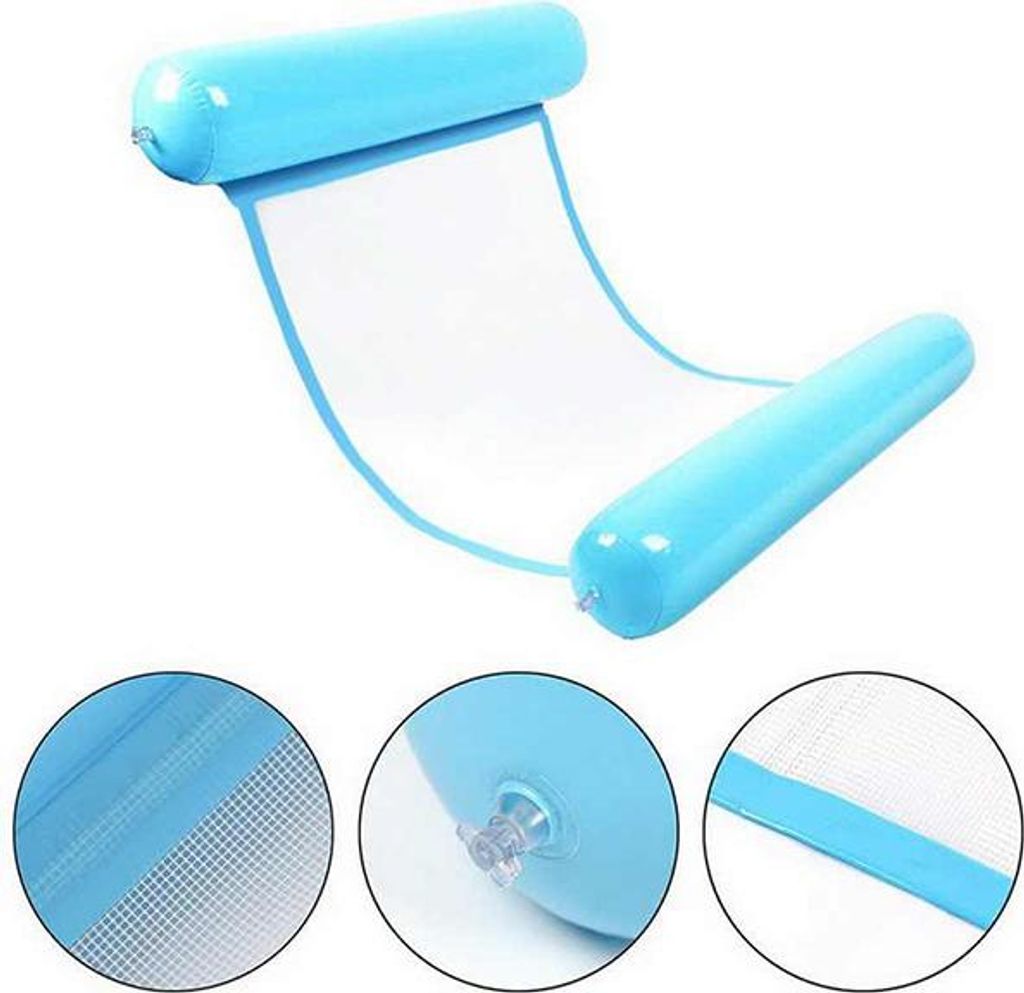 Aufblasbare Wasserliege faltbare schwimmende Matratze ergonomisch Pool und Meer bis 200 kg blau - FloatingBed
