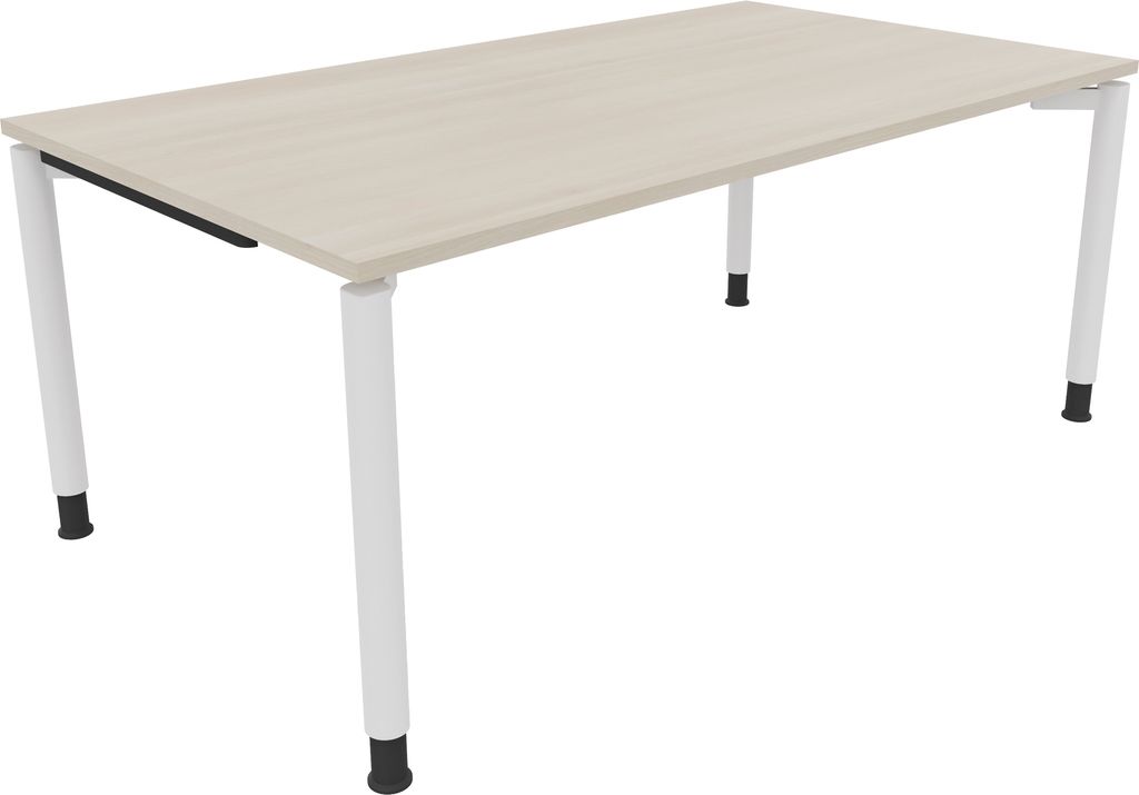 Schreibtisch Vierfuß Rundrohr B1800xT1000xH680-820 ws/Akazie hell