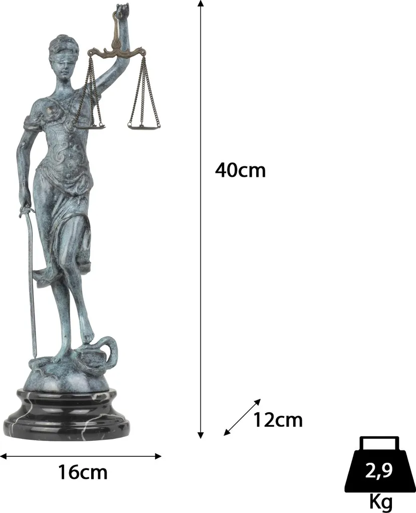 Statue en bronze Justitia Moritz - Sculpture Thémis décorative de 40 cm