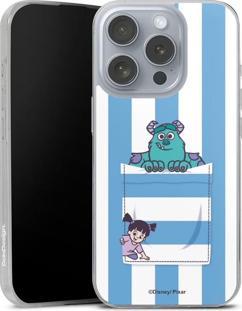 DeinDesign Slim Hülle für Apple iPhone 16 Pro Silikon Case Ultra Dünn Handyhülle Disney Pixar Fanartikel Die Monster AG
