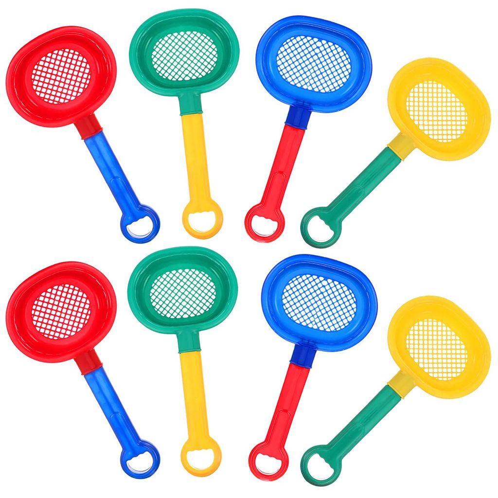 8 PCS Sandsieb für Kinder,Sandspielzeuge,Strand Sand Sifter mit Lange Griff,PP,11.5*23.5CM,2 Stück Gelb + 2 Stück Rot + 2 Stück Grün + 2 Stüc...
