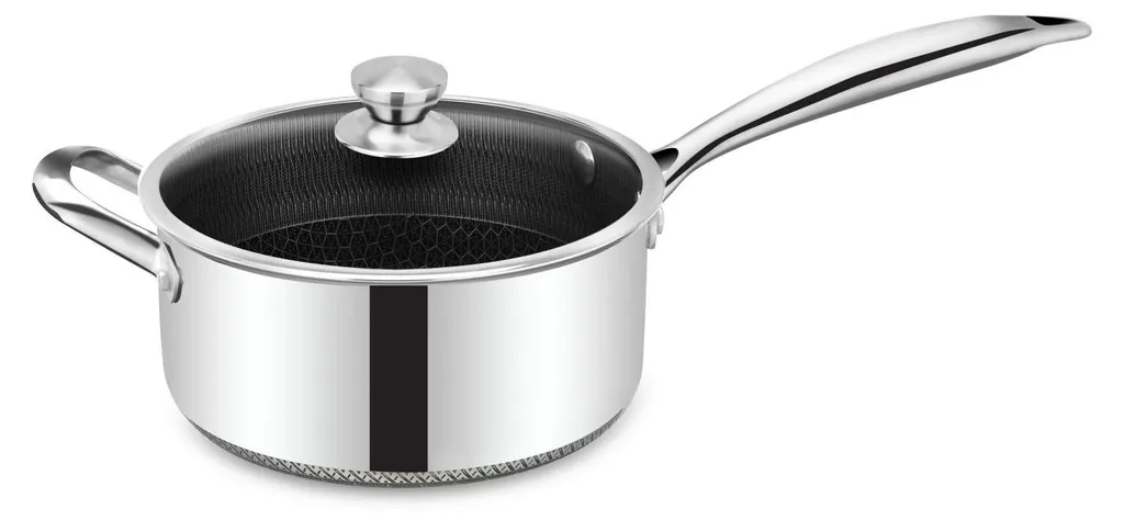 Pentola per salse Cheffinger 20cm in acciaio inox 18/10 a nido d'ape con coperchio
