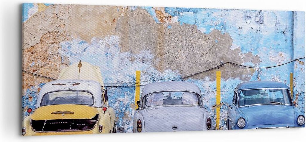 Bild auf Leinwand - Leinwandbild - Einteilig - Havanna Oldtimer Autos - 100x40cm - Wand Bild - Wanddeko - Wandbilder - Leinwanddruck - Bilder - Wan...