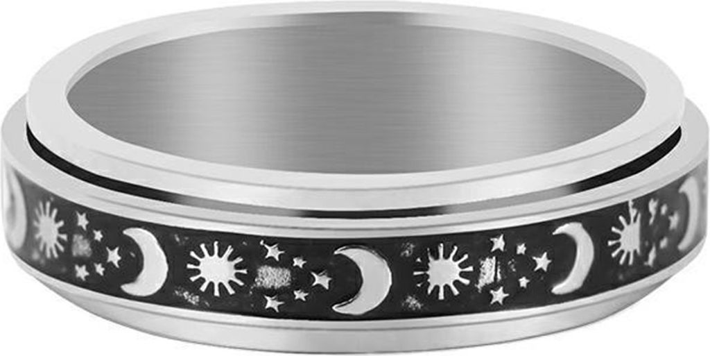 Spinner-Ringe, langlebig, Uni, Anti-Rost-Legierung, Mond- und Stern-Zappelring, stressabbauender Angstring für Party-D,US 8