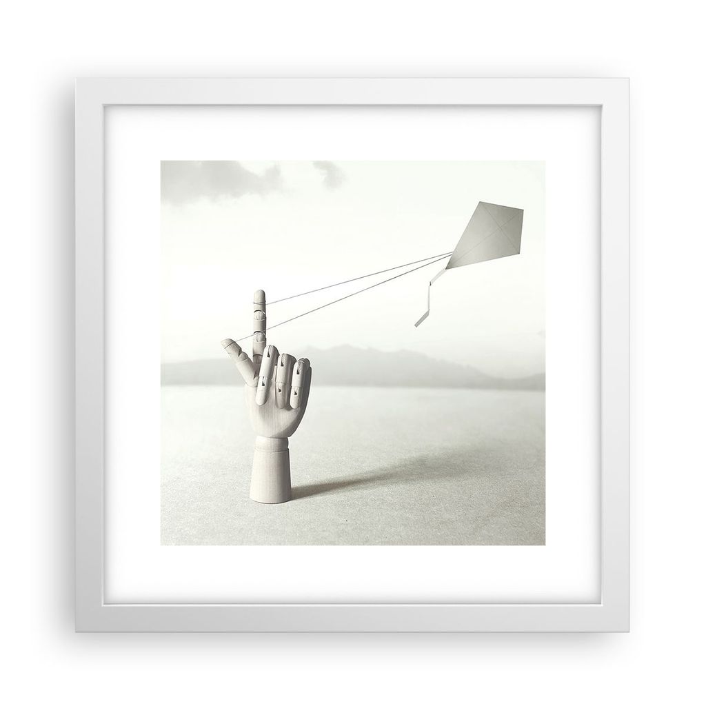 Gerahmtes Poster - Weißer Rahmen - Modern Hand Drachen - 30x30 cm - Wand Bild - Wanddeko - Wandbilder - Kunstposter - Wandposter - Bilderrahmen - ...