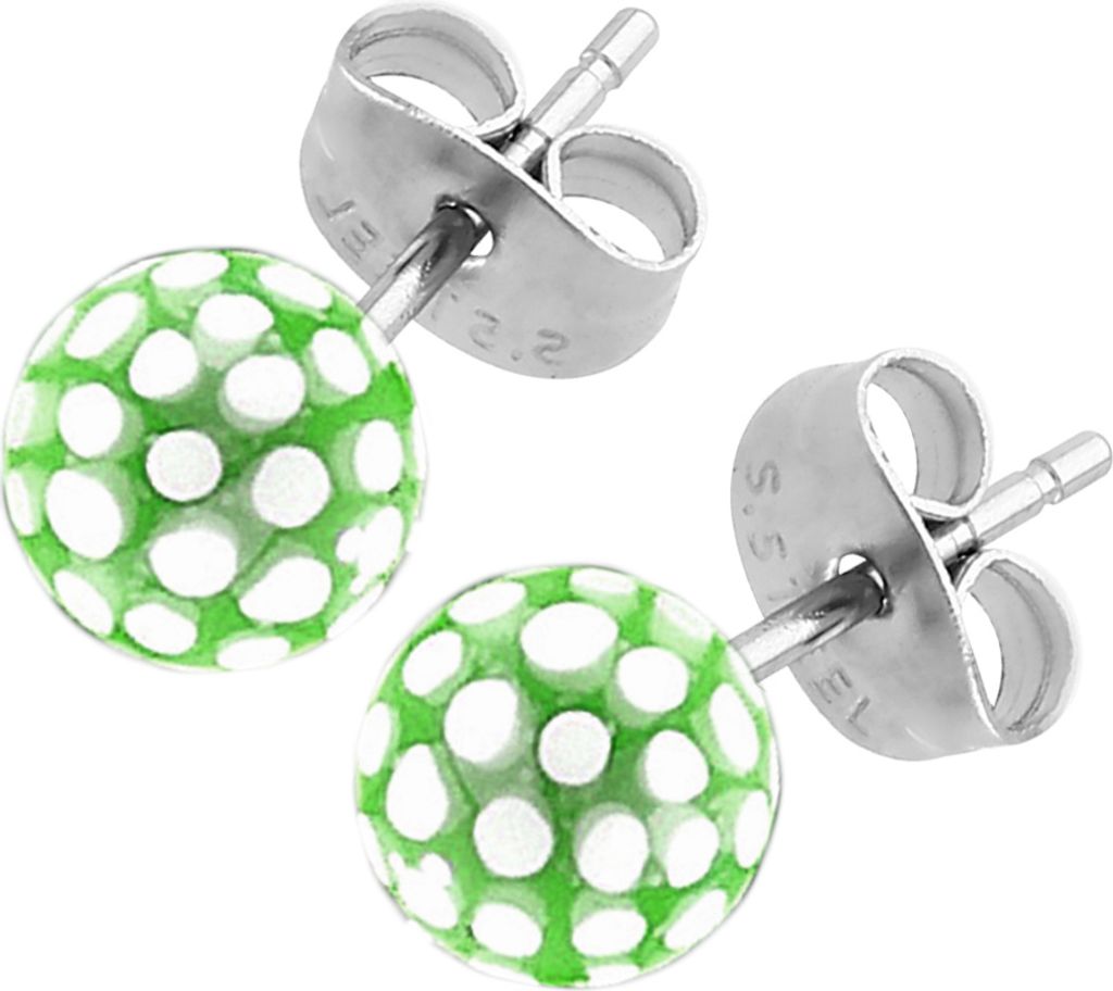 viva-adorno 1 Paar Damen Ohrstecker gepunktet Edelstahl Ohrringe Acryl Kugeln Punkte verschiedene Farben Z214,6 weiß/schwarz