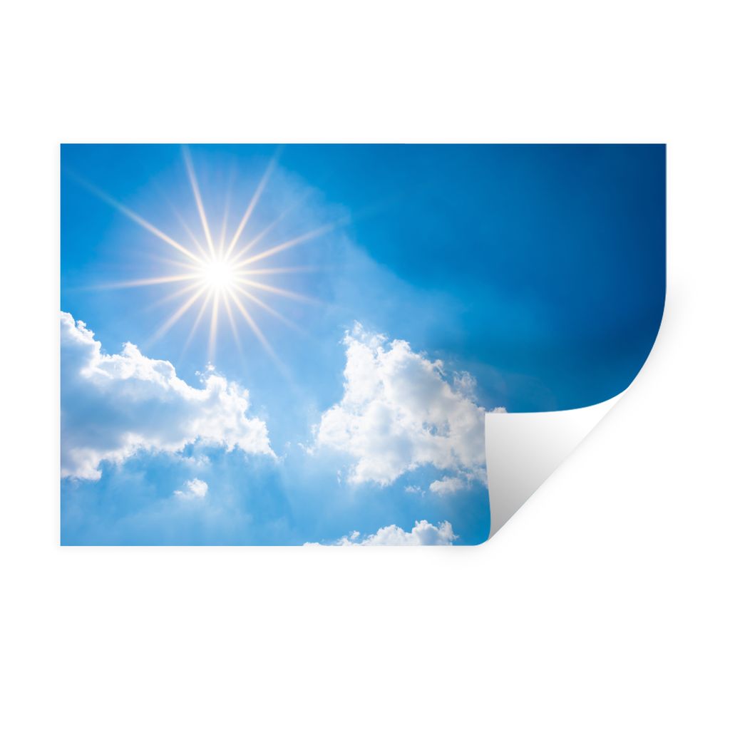 MuchoWow Wandtattoo Wandsticker Wandaufkleber Sonne - Wolken - Sommer 90x60 cm Selbstklebend und Repositionierbar - Aufkleber