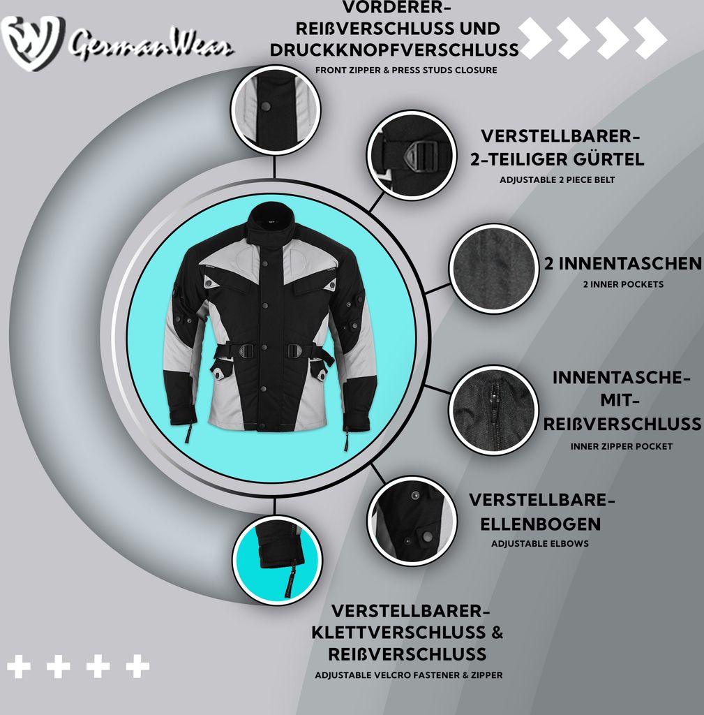 German Wear Herren Motorradjacke aus Textil mit Produktbild 7