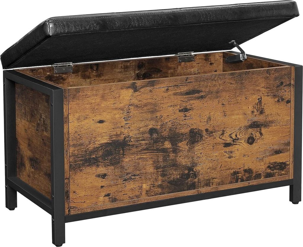 VASAGLE Sofa mit Stauraum, gepolsterte Box, Bettschrank, Flur, Schlafzimmer, Wohnzimmer, Metall, einfache Konstruktion, industrielles Design