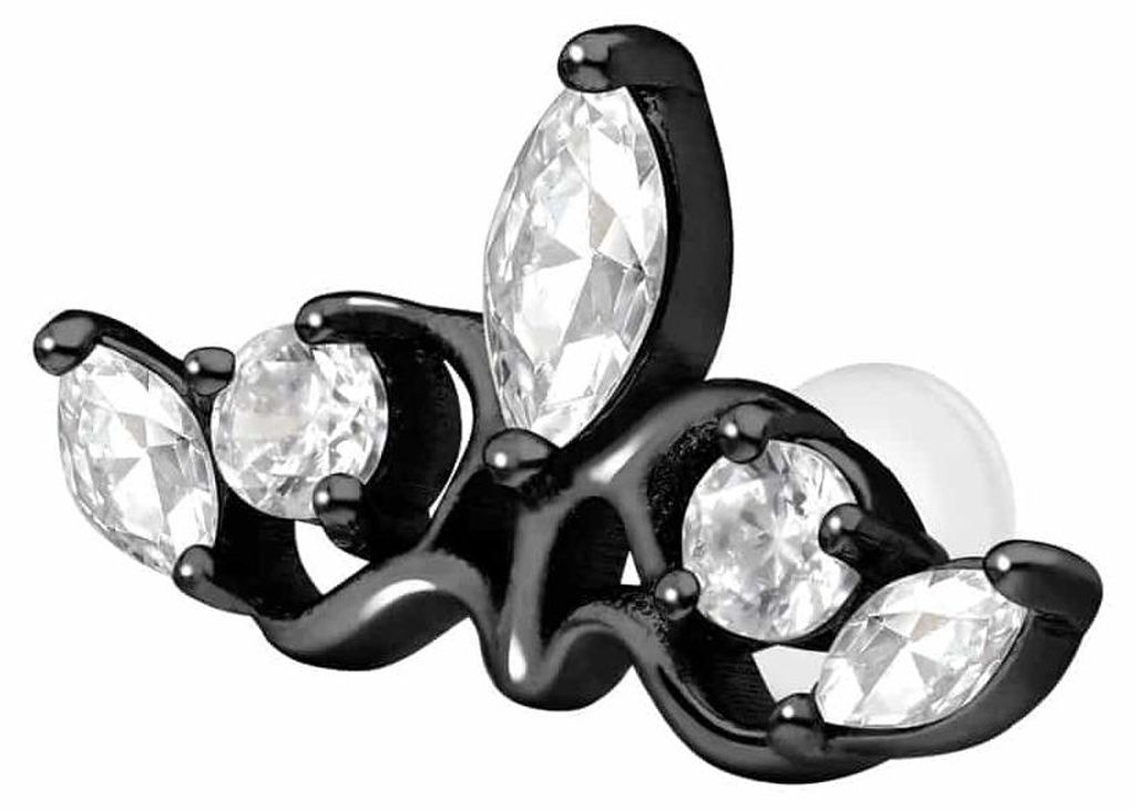 Ohrpiercing, Nasenpiercing PTFE Labret mit Innengewinde + Titan-Aufsatz GOTISCHE KRONE Schwarz Stablänge: 6mm | Stabstärke: 1,2mm