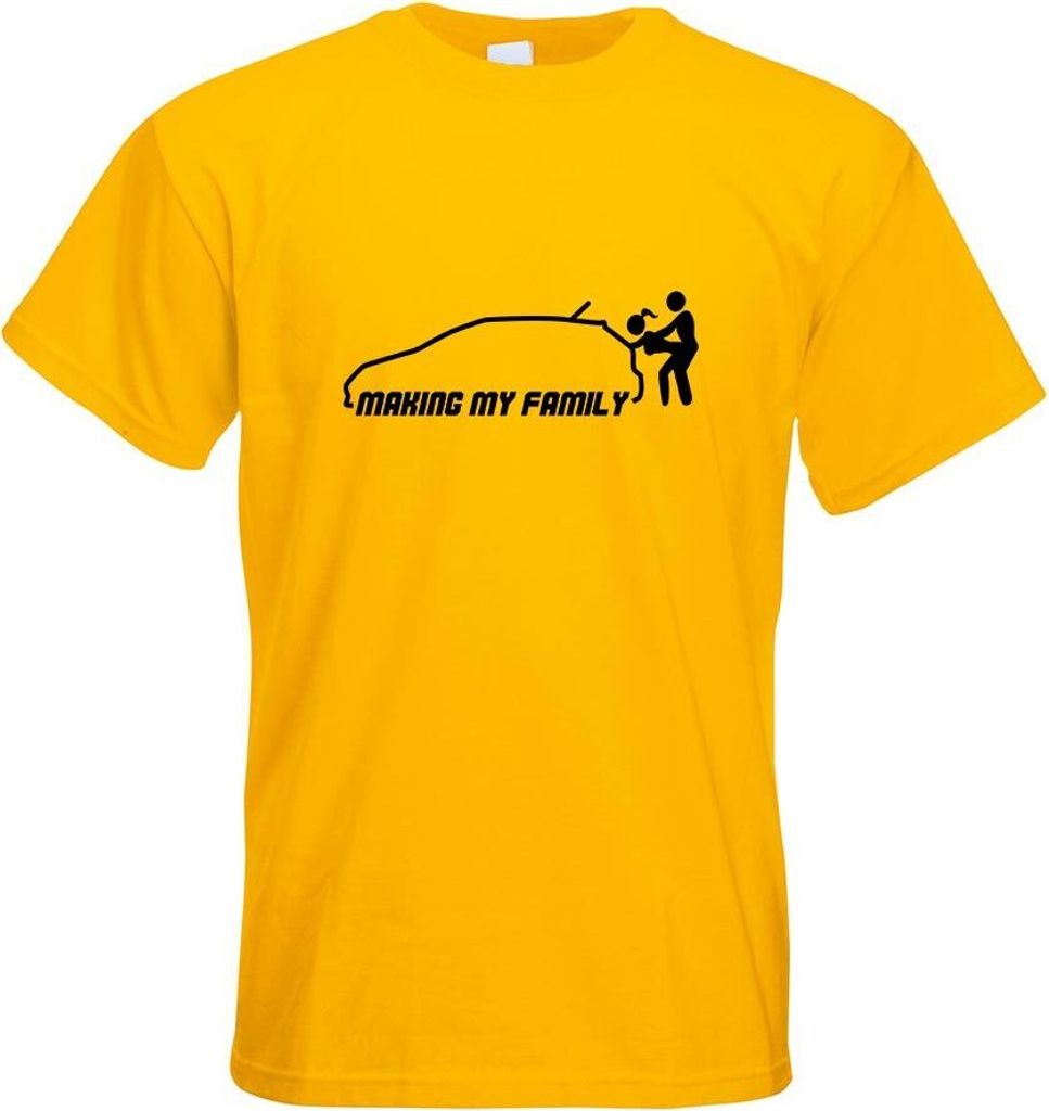 Kiwistar - T-Shirt - gelb - Making My Family Motiv Bedruckt Funshirt Design Print - mit Motiv Bedruckt - Funshirt Design - Sport - Freizeit - Herre...