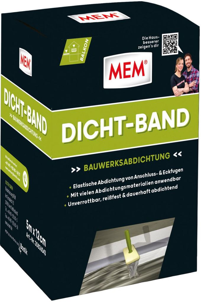 MEM Dicht-Band 5 m, reißfest & flexibel, für Anschluss- und Produktbild 