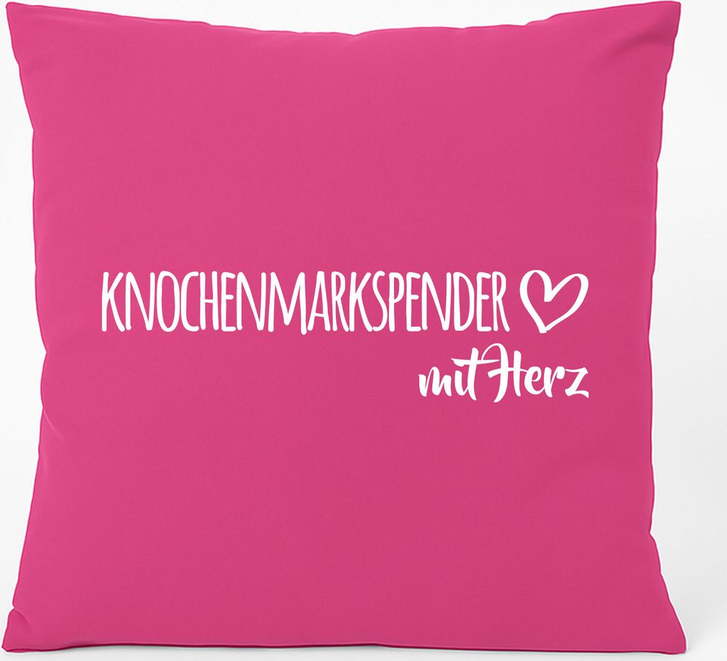 Huuraa Kissen Knochenmarkspender mit Herz 40x40cm mit Füllung Fuchsia Baumwolle Dekokissen Geschenkidee