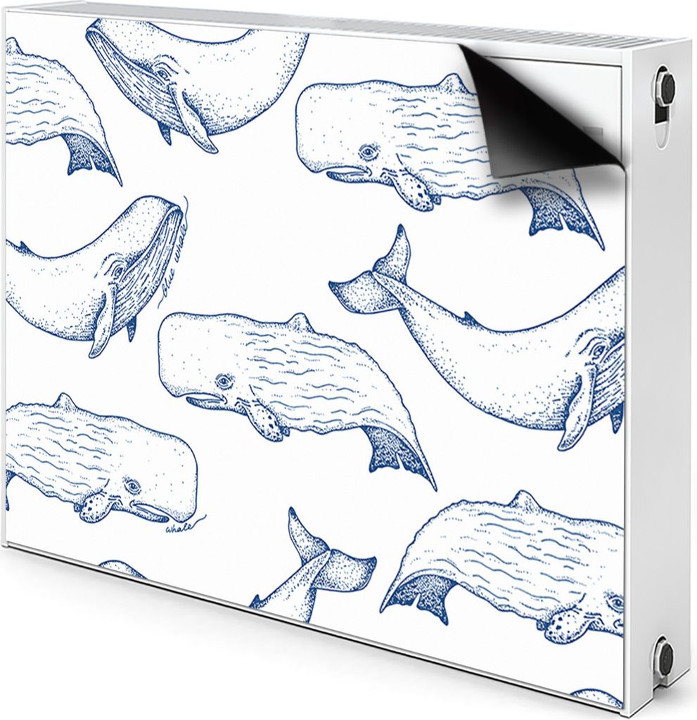 Magnet Heizkörper-Abdeckung Verkleidung Abdeckung Heizkörperabdeckung 110x60 cm - Blaue Wale