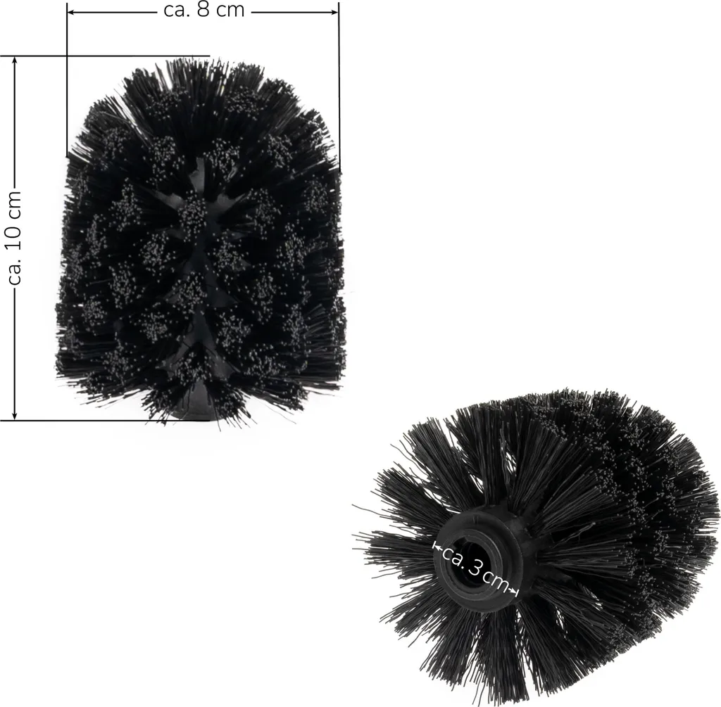 Set 4 Testine Ricambio Per WC Con 2 Manici In Plastica - Spazzole WC Sostituibili, Colore Nero, Pulizia 360°