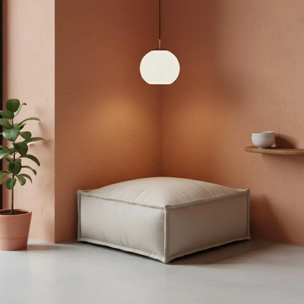 Chauffeuse méridienne effet lin beige pour canapé modulable 80x60 - 2