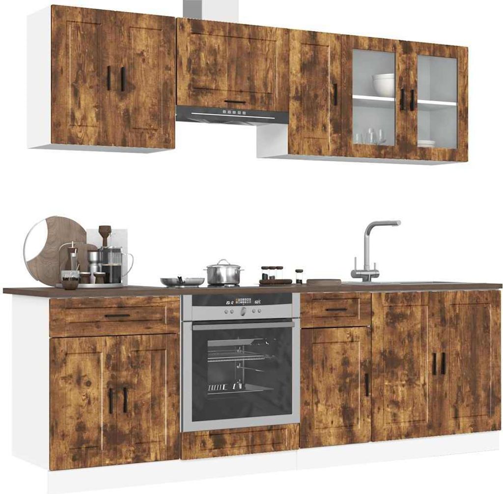 Praktischen 8-tlg. Küchenschrank-Set Porto Räuchereiche Holzwerkstoff - Küchenschränke ,design Möbel 9361626 8parcel