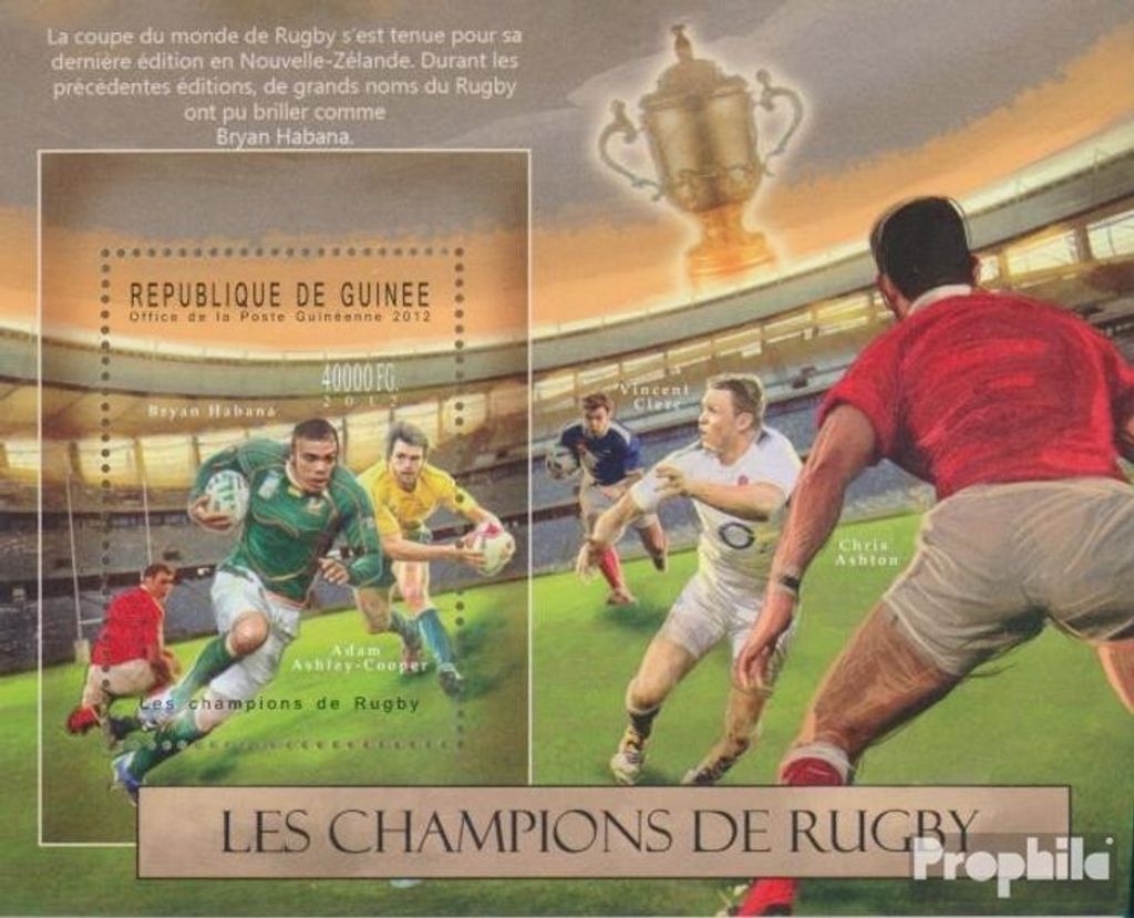 Briefmarken Guinea 2012 Mi Block 2116 (kompl. Ausgabe) postfrisch Rugby (Bryan Habana, Adam Ashley-Cooper)