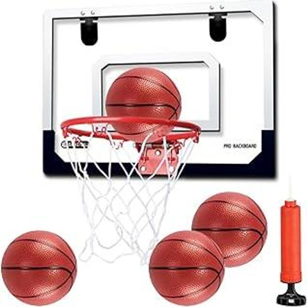 Mini Basketballkorb Indoor Kinder, 40x30cm Basketballkorb Zimmer mit 4 Ball Pumpe, Basketballkorbs tür Einhängen, Basketballbrett Wandmontage fü...