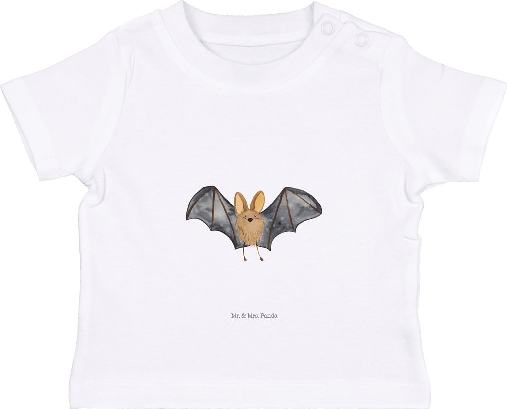 Mr. & Mrs. Panda Babyshirt Fledermaus Flügel 12. - 18. Monat - Weiß - Geschenk, Organic Baby T-Shirt, , Kurzarmshirt, Lustige Sprüche, Top