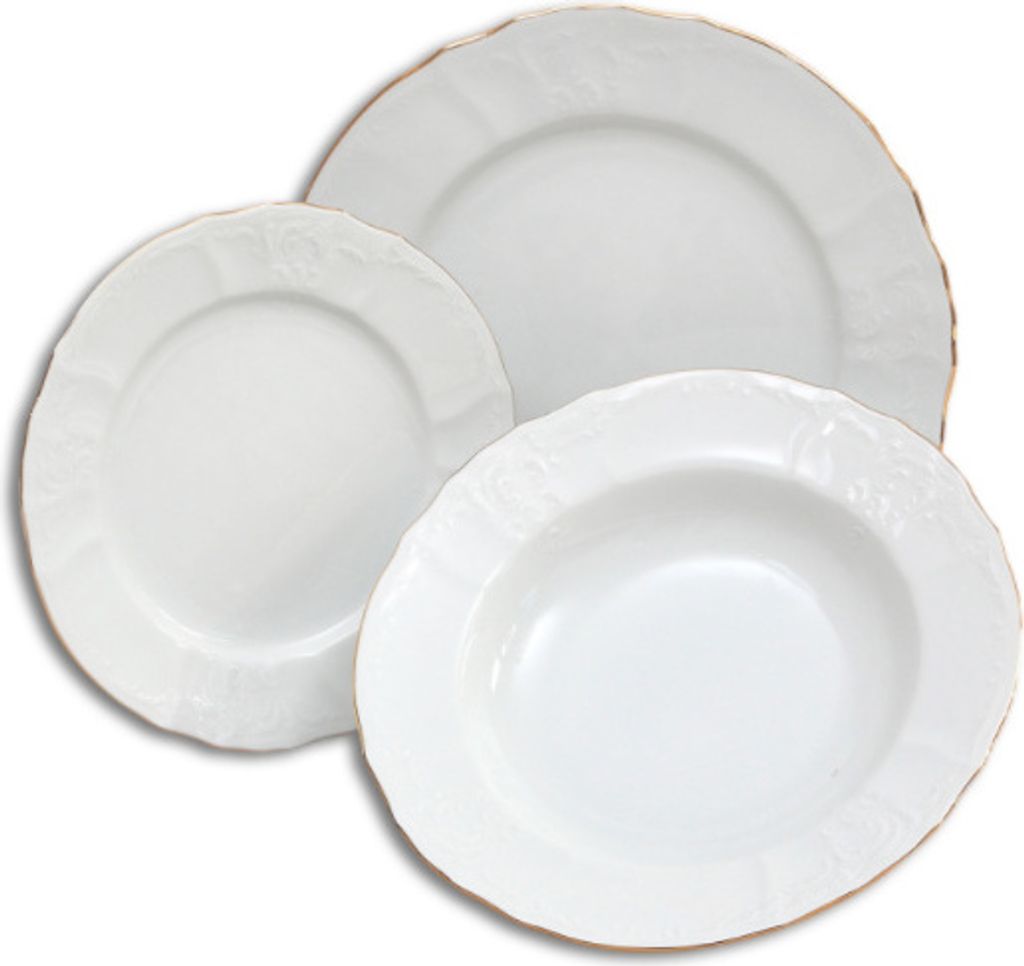 Thun 1794 Bernadotte, set d'assiettes, rayures or, blanc Image du produit 