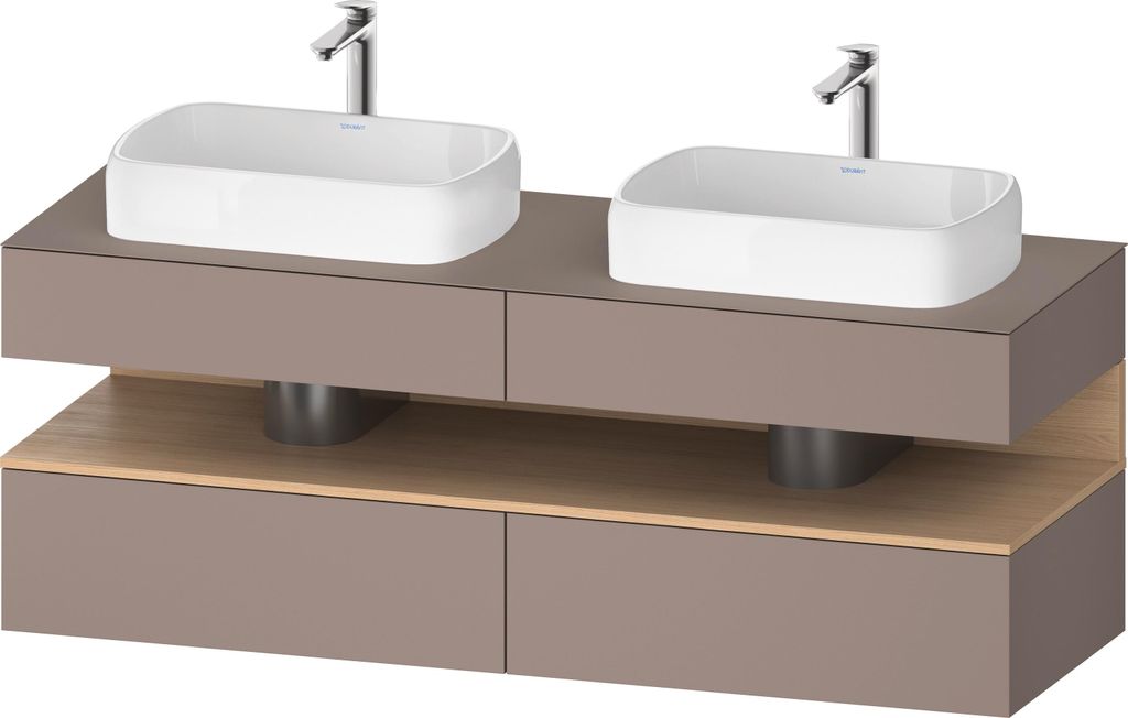 Duravit Qatego Konsolenwaschtischunterbau, 2 Auszüge, 2 Schubkästen, 2 Ausschnitte, 1600x550x600mm, Nische Eiche Natur, QA4779030430000