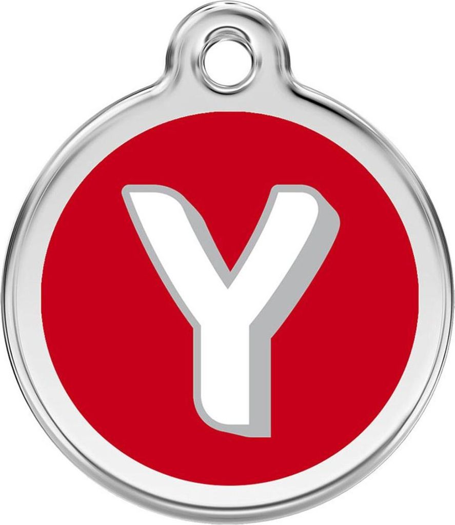 RedDingo Hundemarke mit individueller Gravur Buchstabe Y rot, Größe: M