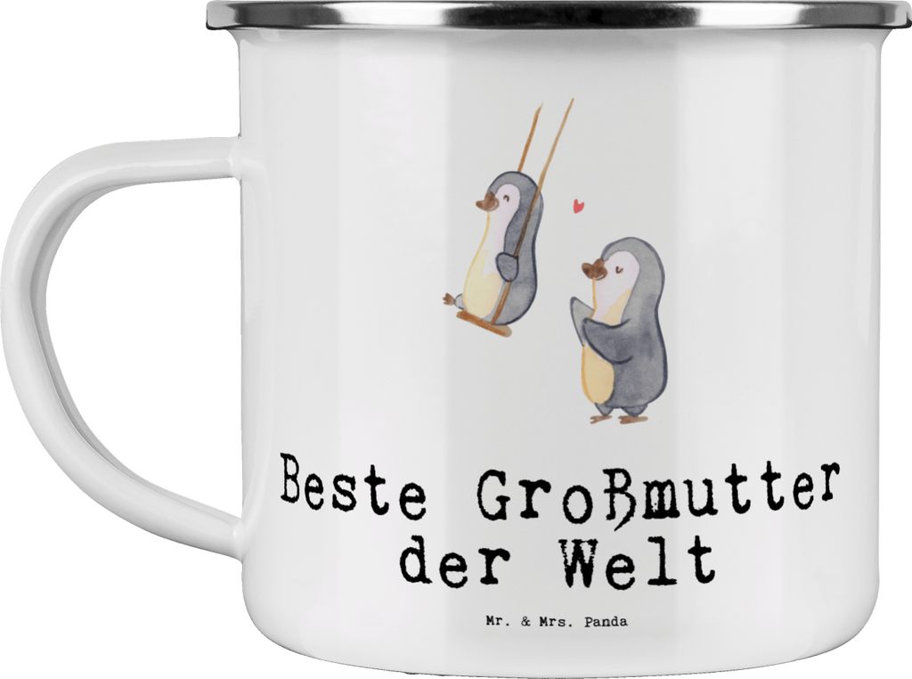 Mr. & Mrs. Panda Teetasse Pinguin Beste Großmutter der Welt - Weiß - Geschenk, Oma, Omi, Haferl, Geschenkidee, Grosseltern, Tasse Emaille, Emaill...