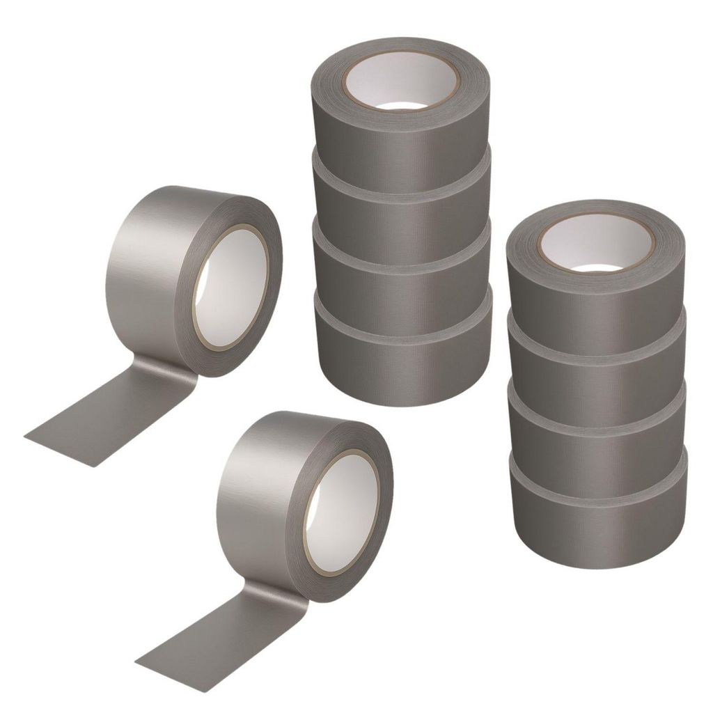 10x Gewebeband 50 m x 48 mm silber Panzertape Reparaturband Steinband universell einsetzbar für Abkleben und Reparaturen