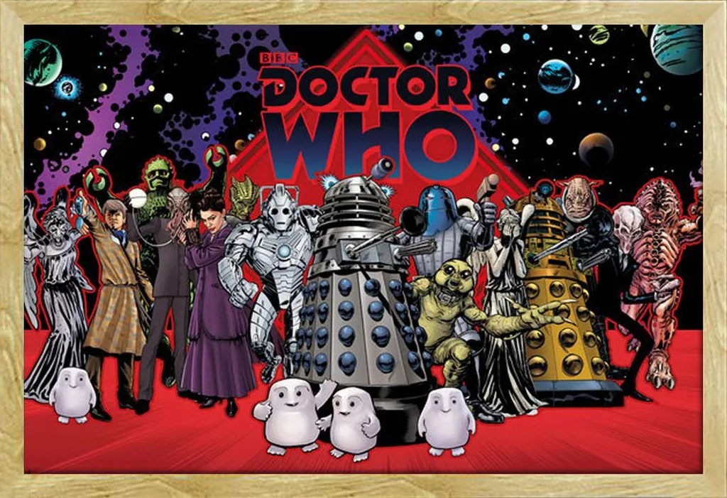 Quadro Doctor Who Compilation 61x91.5 Cornice Shinsuke MDF Faggio