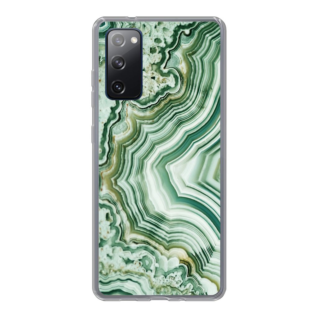 MuchoWow Handyhülle Schutzhülle Hülle für Samsung Galaxy S20 FE Natursteine - Grün - Gesteine und Mineralien Silikon Softcase Handy Hülle -...