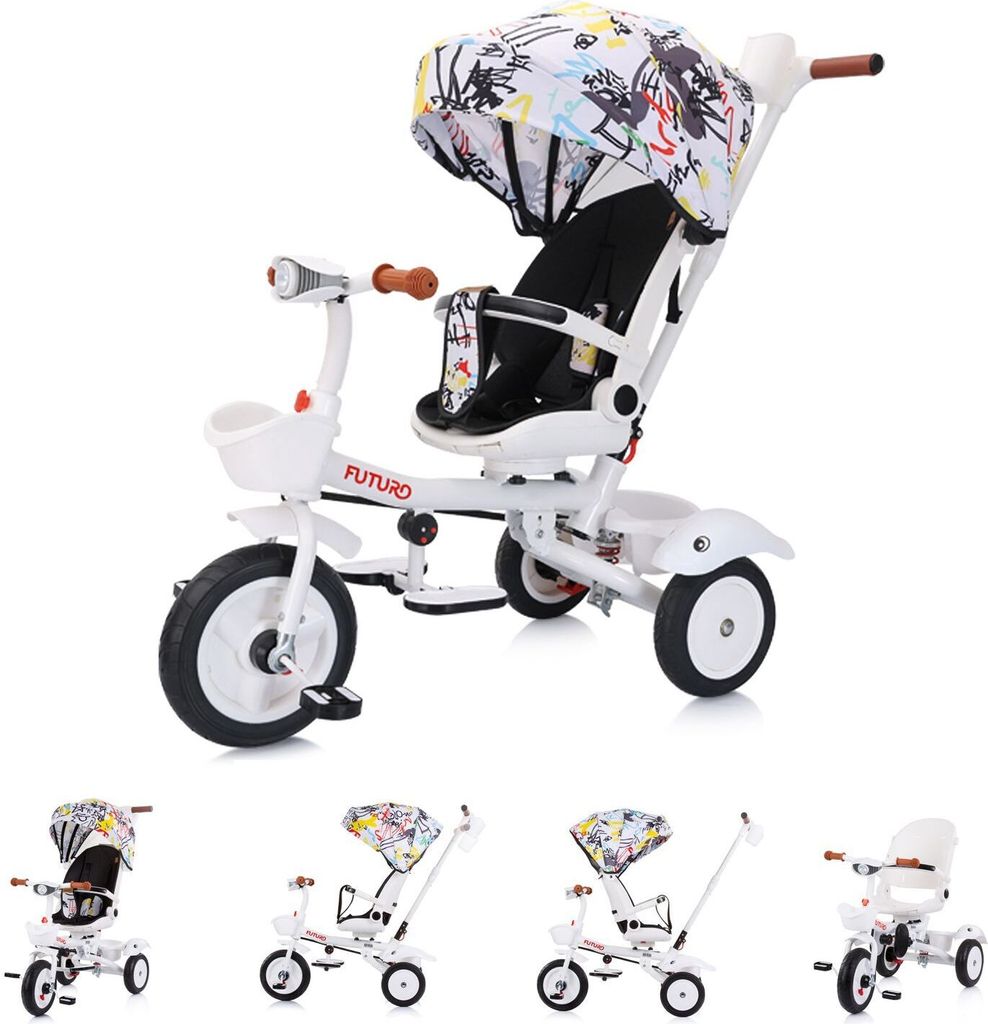 Chipolino Tricycle Futuro 2 in 1 faltbar, Becherhalter, Musik, Licht, PolyurethanRäder bunt
