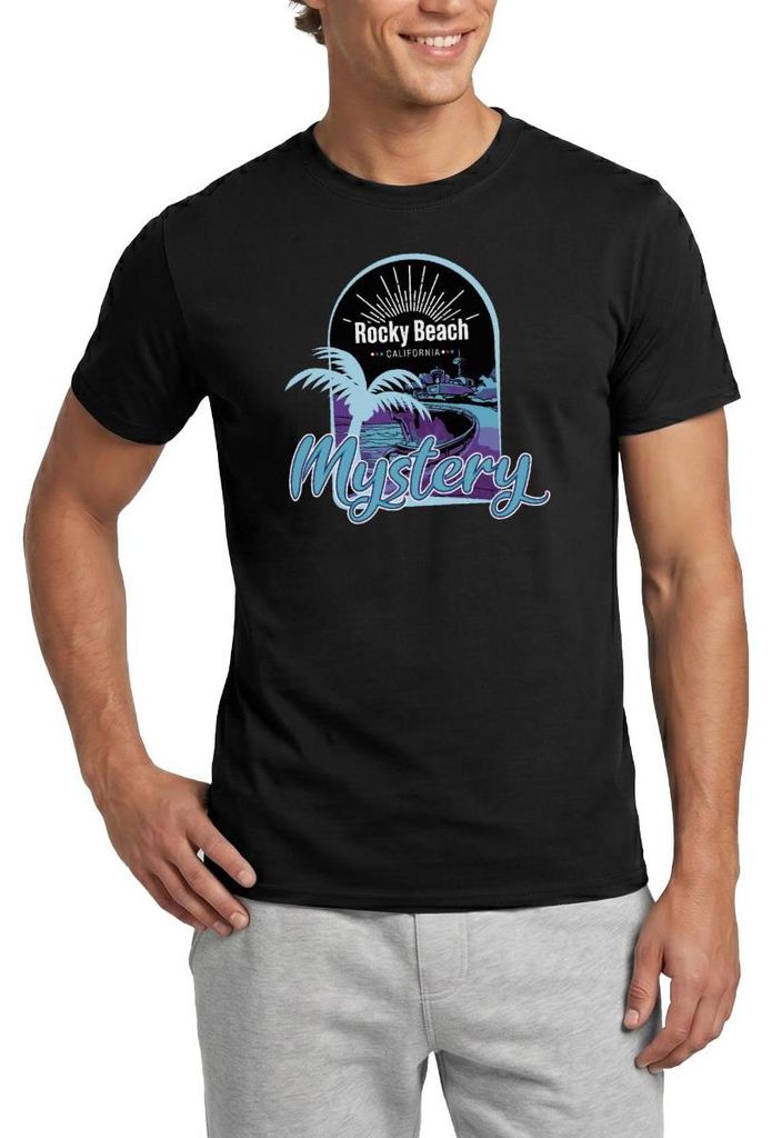 Spreadshirt Die drei Fragezeichen Rocky Beach Mystery Männer T-Shirt, L, Schwarz