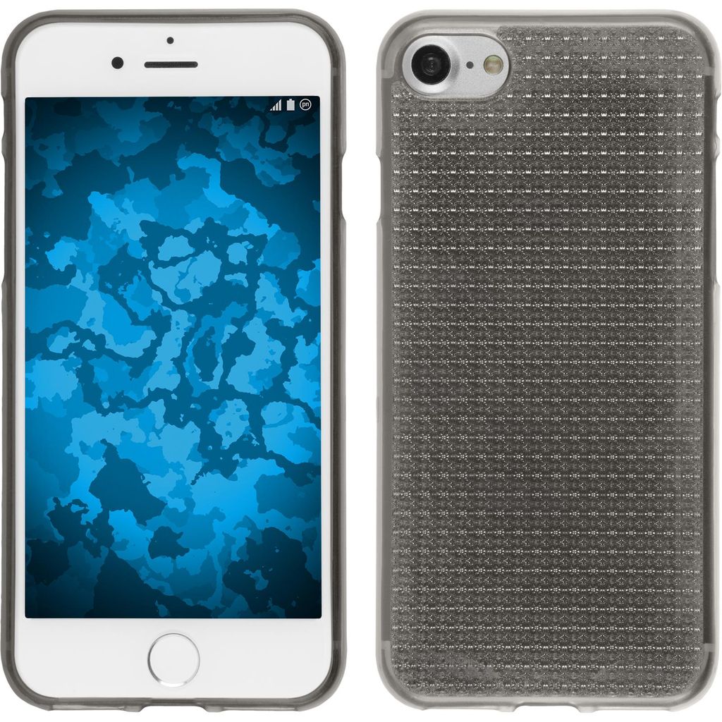 PhoneNatic Case kompatibel mit Apple iPhone 7 / 8 / SE 2020 - grau Silikon Hülle Iced + 2 Schutzfolien
