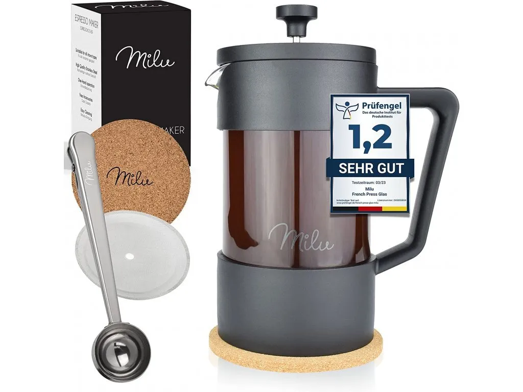 Caffettiera Milu French Press 5077: Design 1L in Vetro e Acciaio
