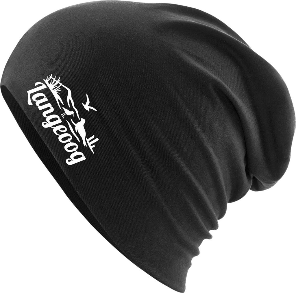Huuraa Beanie Langeoog Strandmotiv Black One Size Baumwolle und Elasthan Mütze Geschenkidee