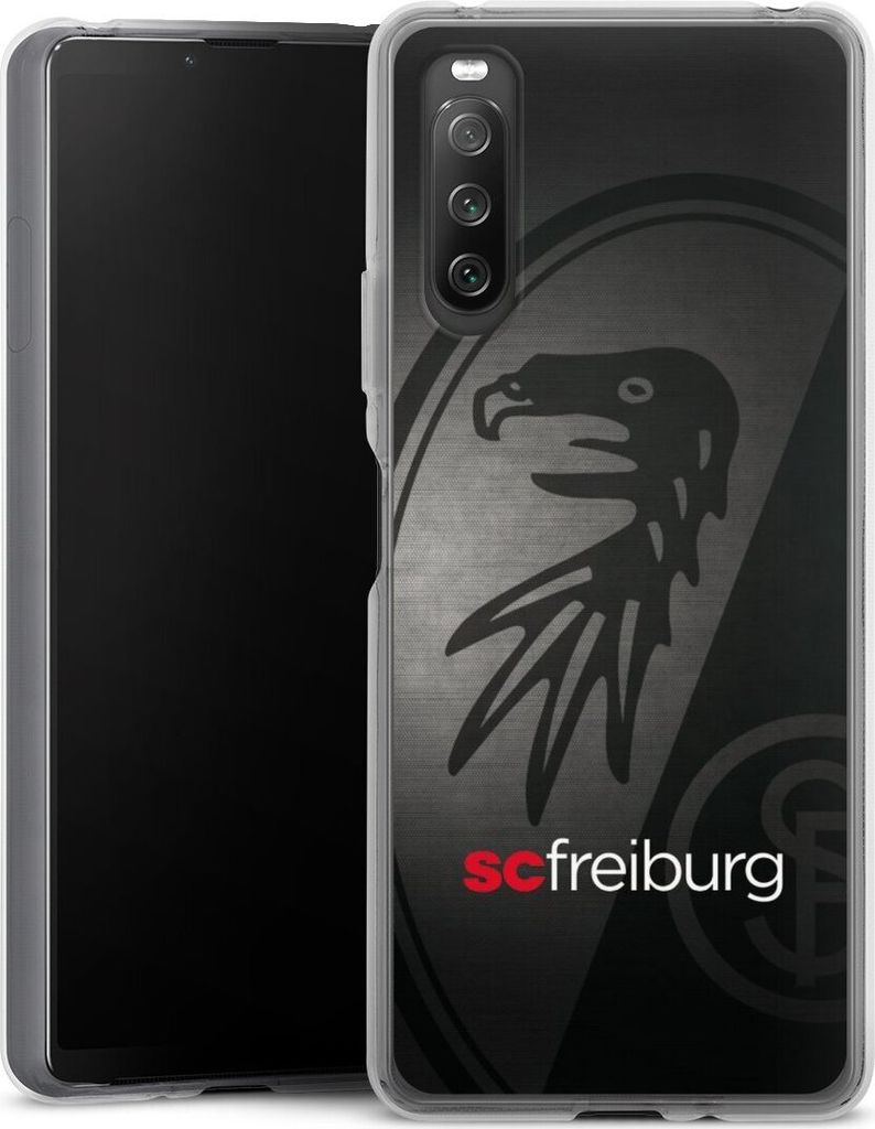 DeinDesign Handyhülle für Sony Xperia 10 IV Silikon Hülle Case Smartphone Schutzhülle Metallic Look Offizielles Lizenzprodukt SC Freiburg