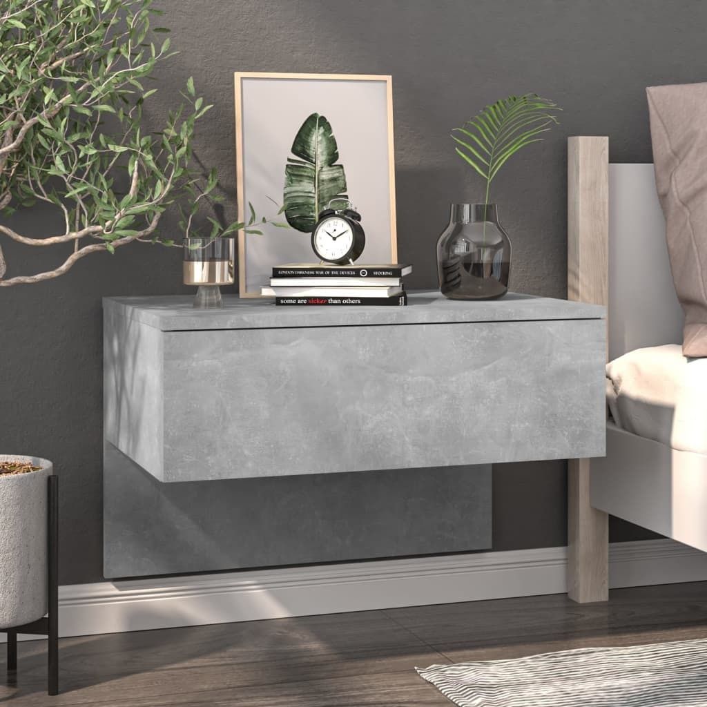 The Living Store Wand-Nachttisch Betongrau