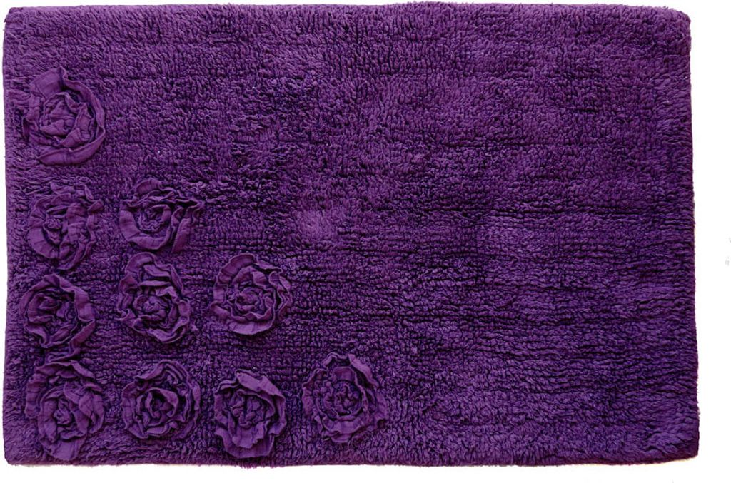 Badematte ROSEN lila mit Rosenmuster Duschvorleger Badvorleger Duschmatte
