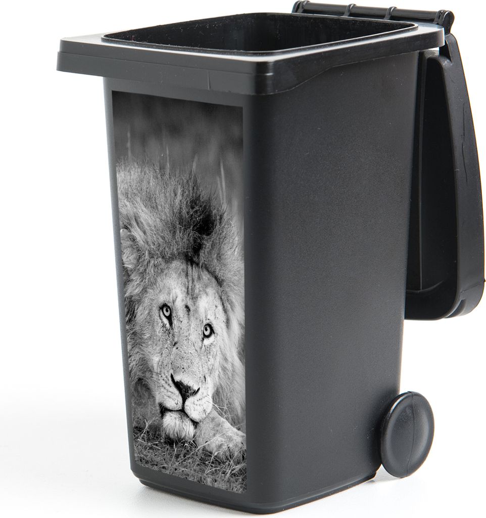 MuchoWow Mülltonnenaufkleber Löwe - Schwarz - Tiere 38x80 cm - Behälteraufkleber - Mülleimer-Aufkleber - Container-Aufkleber