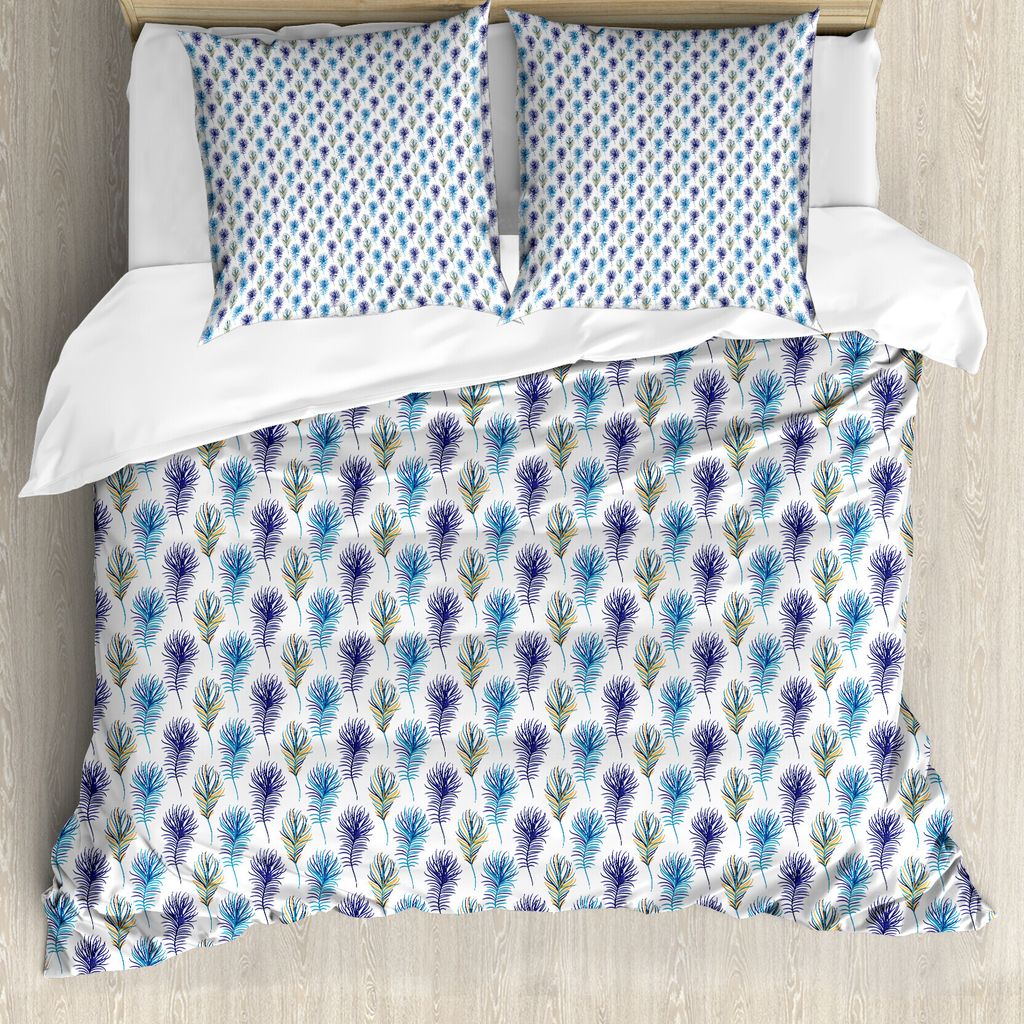 ABAKUHAUS Pfau Bettbezug Set für Einzelbetten, Creative-Line Art Federn, Milbensicher Allergiker geeignet mit Kissenbezug, 155 cm x 220 cm - 80 x ...