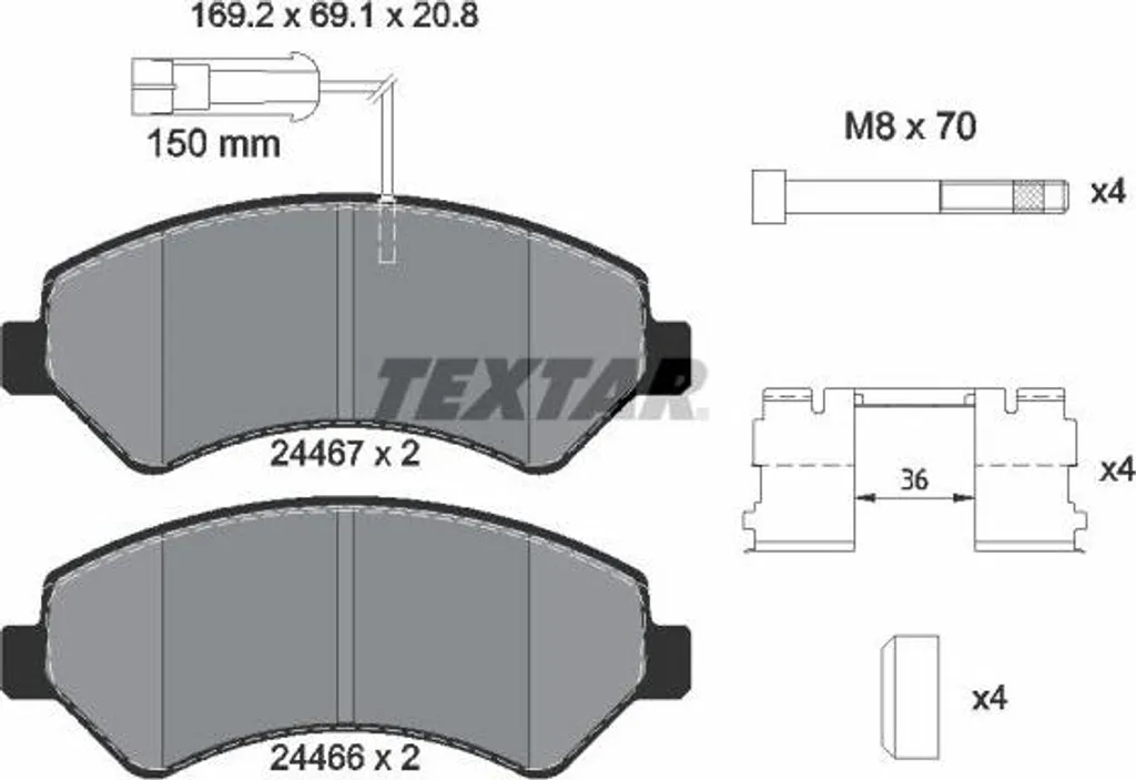 Plaquettes de frein TEXTAR 2446705 - Freinage silencieux pour Ducato