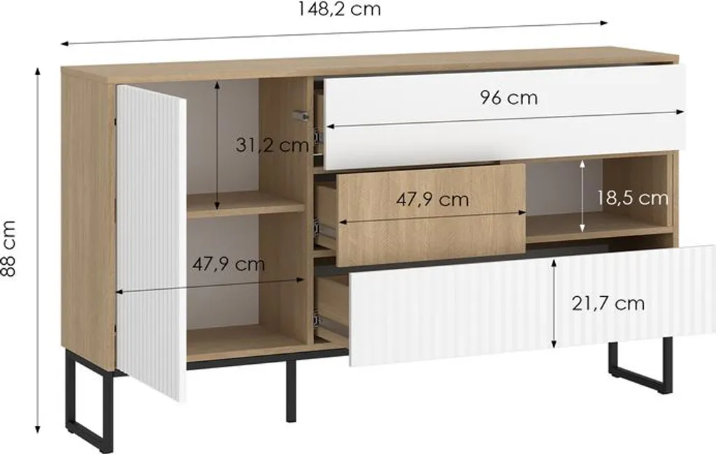 Meuble de rangement Commode Hati avec 4 tiroirs pour le salon