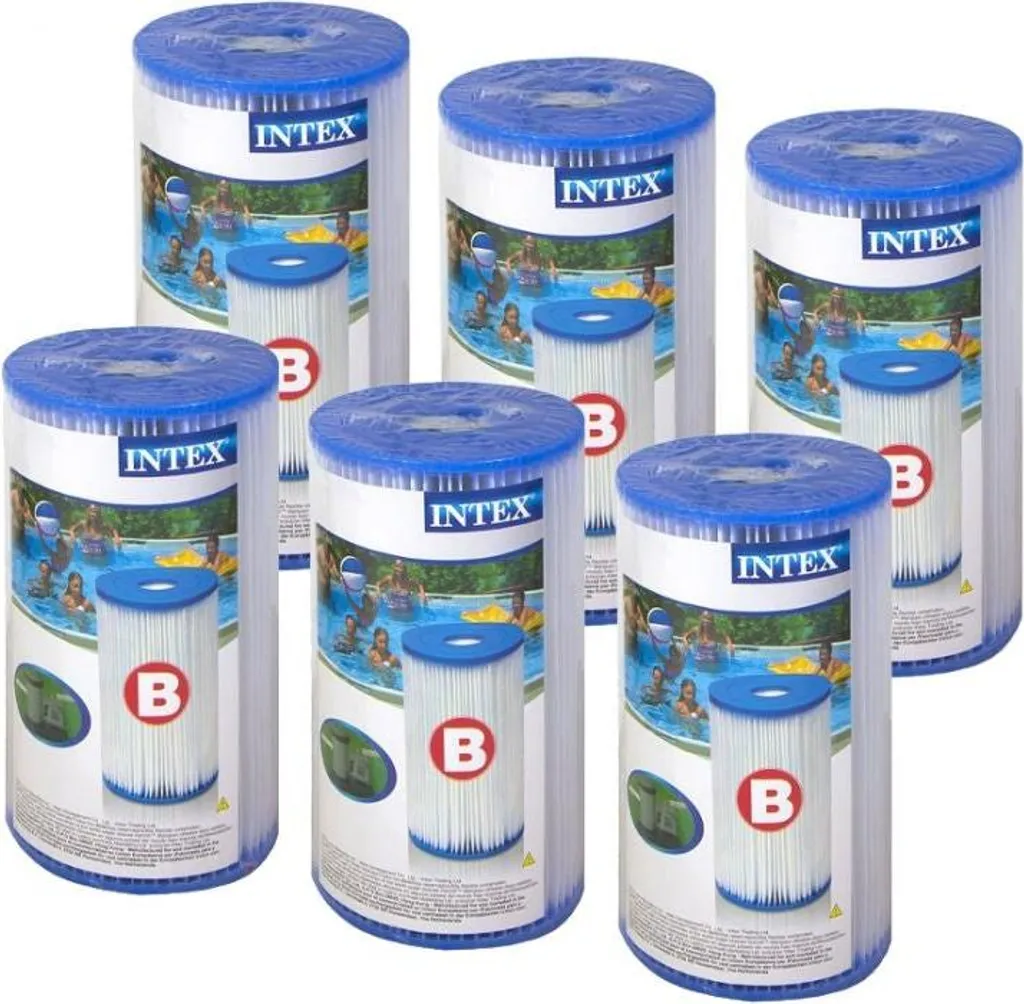 Filtres Type B 29005 Intex pour épurateur de piscine - Lot de 6 cartouches