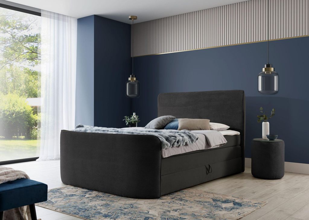 YOURHOUSE24 Boxspringbett Plaza Bonell-Matratze und Topper, mit zwei Bettkästen für die Bettwäsche, kontinentales Bett, kontinentales Bett (Farb...