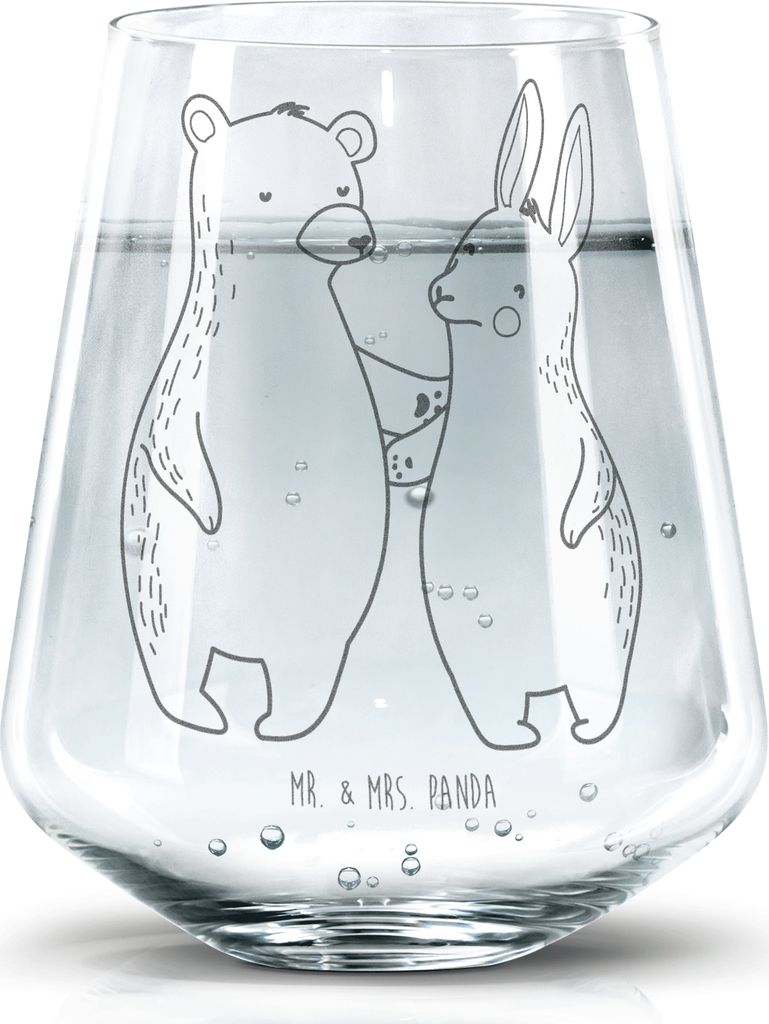 Mr. & Mrs. Panda Glas Bär und Hase Umarmen - Transparent - Geschenk, Beste Freundin, Wasserglas, Tumbler, Trinkgefäß, Becherglas, Wasserbecher, ...
