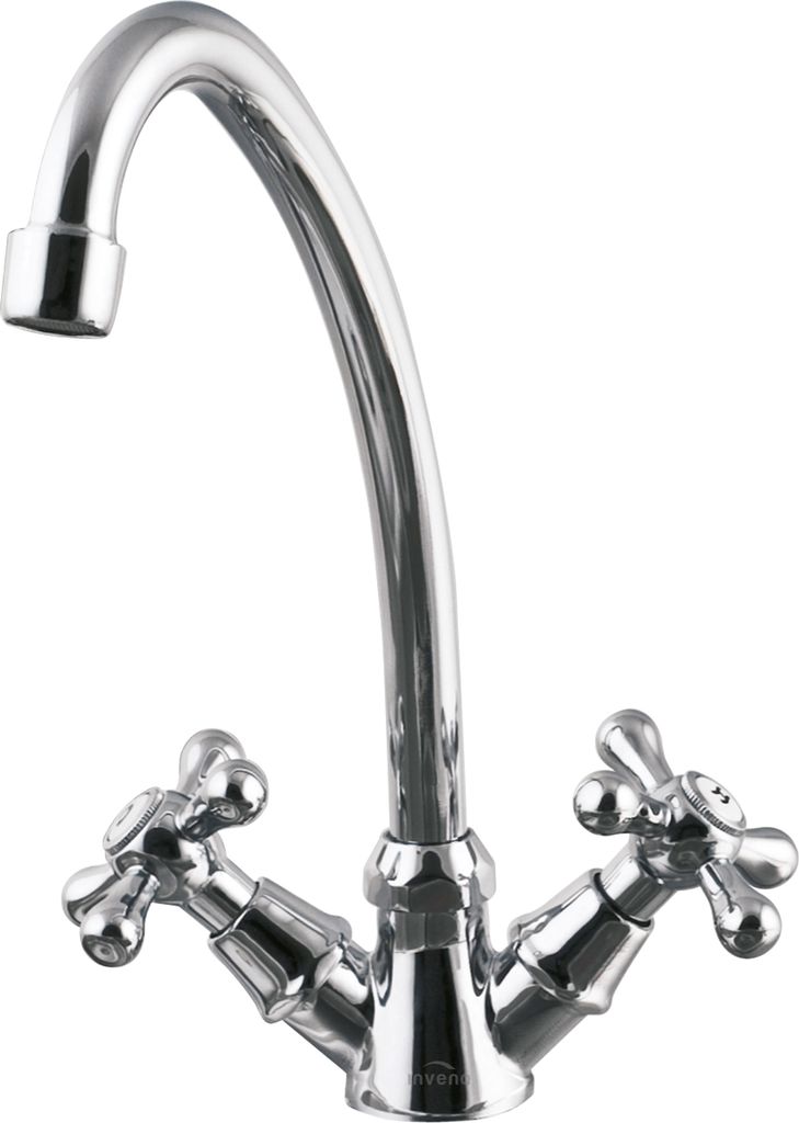 BADLAND Küchenarmatur Wasserhahn ROMA 20 cm Küchenmischer für Küche in Silber