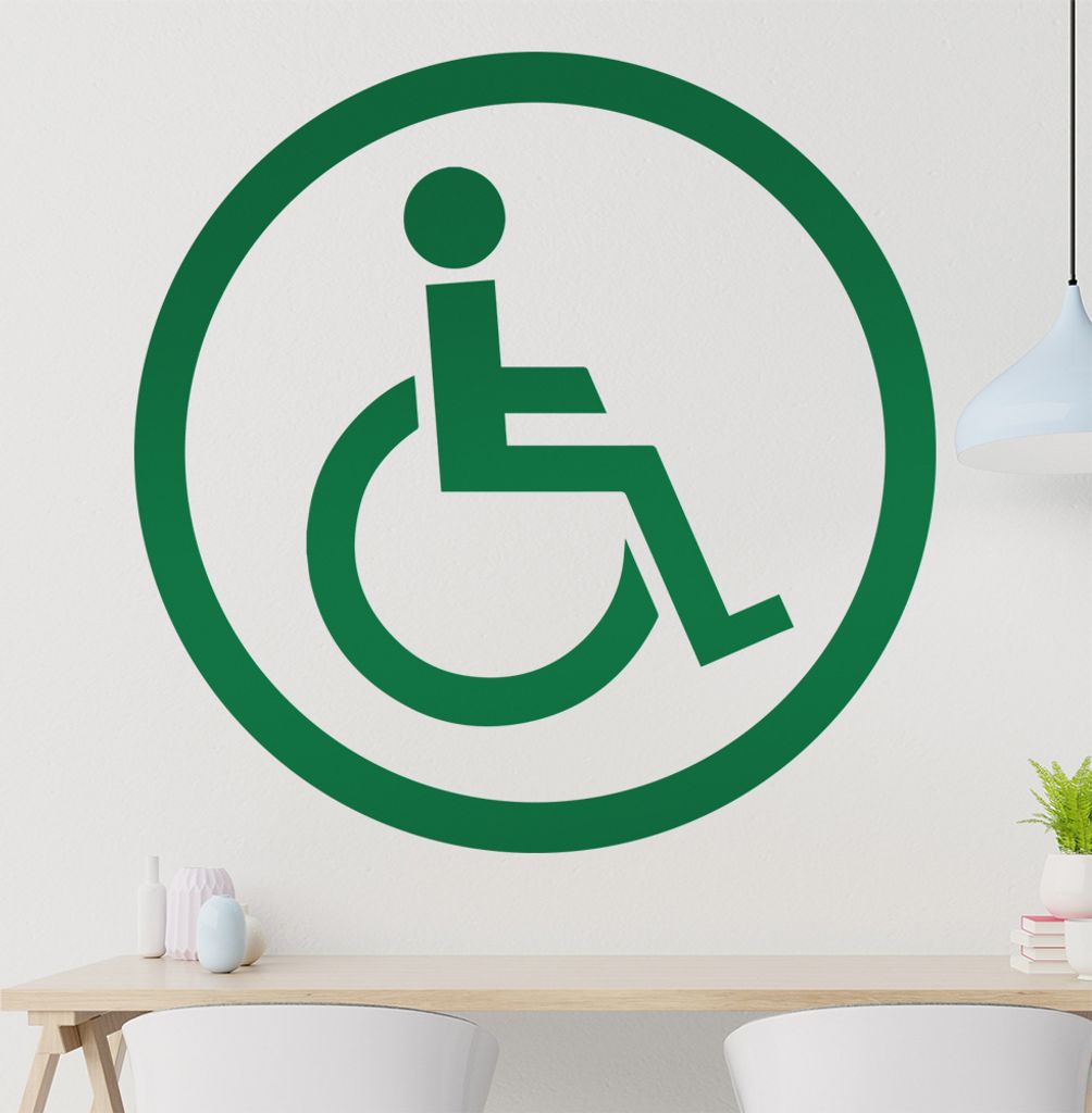 KIWISTAR Rollstuhl Zeichen Rund - Rolli Krankenhaus Klinik Rollstuhl barrierefrei Wandtattoo in 6 Größen - Wandaufkleber Wall Sticker - Dekoratio...