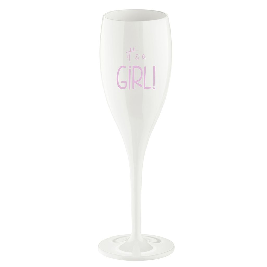 Koziol Sektglas Cheers No. 1 It S A Girl, Kunststoff, Baumwolle White, 100 ml, 4031525